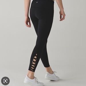 Black Lululemon Athletica High Rise Criss Cross Ankle Leggings
